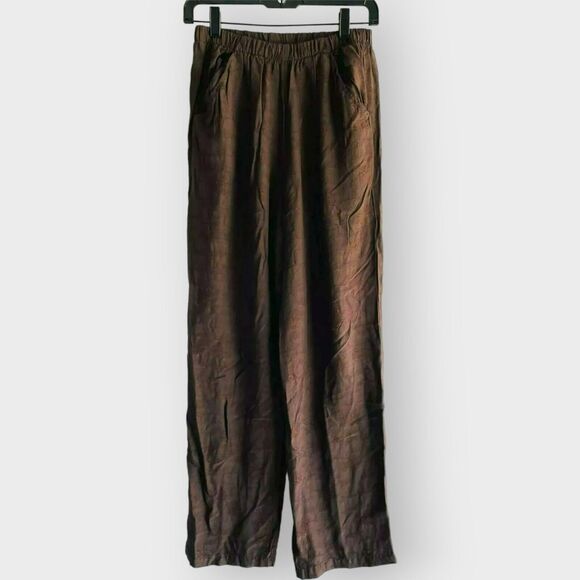 CP Shades Pants Embroidered Straight Leg Brown Pockets Casual Lagen Size Small L - Picture 3 of 11